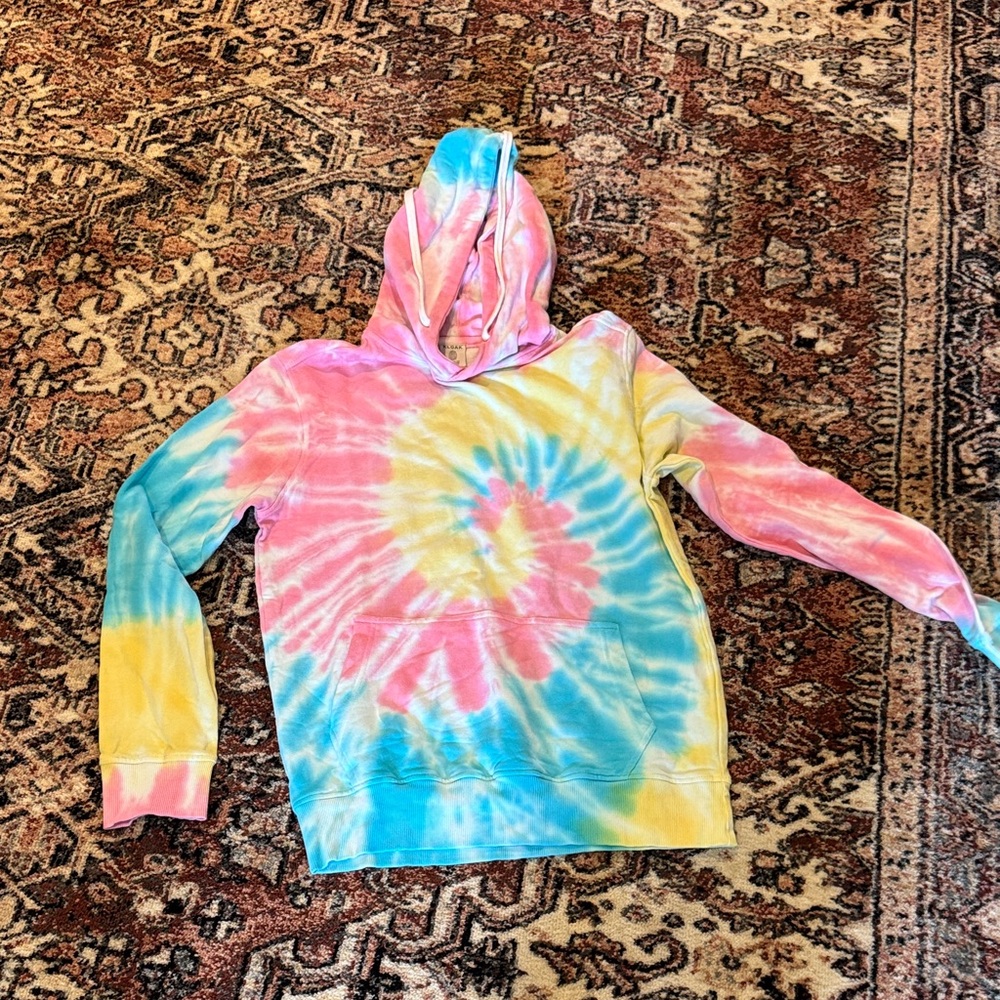 Tie-Dye Spiral Hoodie - Pink, Blue & Yellow